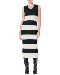Endless Rose - Stripe Midi Sweater Dress - Lyst
