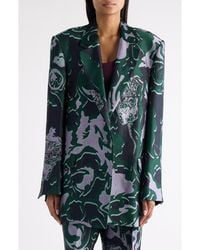 Dries Van Noten - Bastis Abstract Floral Jacquard Single Breasted Crepe Blazer - Lyst