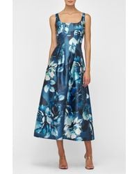 Kay Unger - June Floral Mikado Cocktail A-Line Dress - Lyst