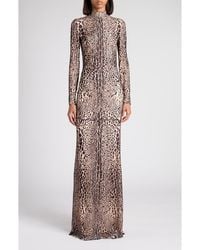 Tom Ford - Leopard Print Long Sleeve Lace Gown - Lyst