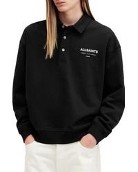 AllSaints - Underground Relaxed Fit Organic Cotton Polo Sweatshirt - Lyst