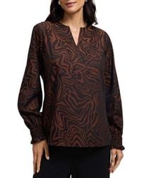 Foxcroft - Alicia Zebra Print Cotton Blend Popover Top - Lyst