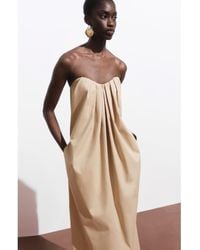 Mango - Strapless Pleat Front Dress - Lyst