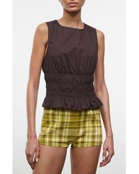 STAUD - Culver Smocked Sleeveless Top - Lyst
