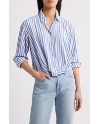 Beach Lunch Lounge - Vivica Stripe Twist Hem Button-Up Shirt - Lyst