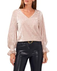 Vince Camuto - Metallic Ruffle Cuff Velvet Top - Lyst