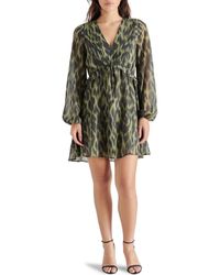 Steve Madden - Rami Leopard Print Long Sleeve Chiffon Minidress - Lyst