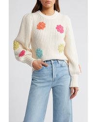 Rails - Romi Floral Crochet Accent Crewneck Sweater - Lyst