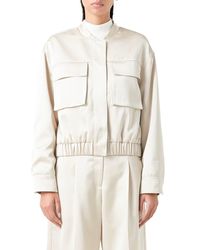 Grey Lab - Cargo Pocket Satin Bomber Jacket - Lyst