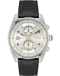 BOSS - Skytraveller Chronograph Leather Strap Watch - Lyst