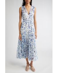 Proenza Schouler - Pat Print Pleated Sleeveless Chiffon Dress - Lyst
