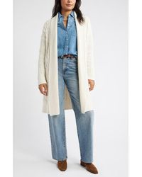 Caslon - Cable Longline Open Front Cardigan - Lyst