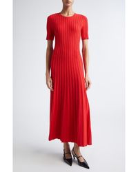 Jason Wu - Cable Stitch Short Sleeve Midi Sweater Dress - Lyst