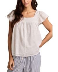 Lucky Brand - Smocked Square Neck Cotton Peasant Top - Lyst
