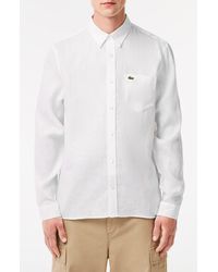 Lacoste - Regular Fit Linen Button-down Shirt - Lyst