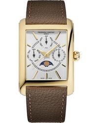 Frederique Constant - Classic Carrée Moonphase Leather Strap Watch, 42.3Mm X 30Mm - Lyst
