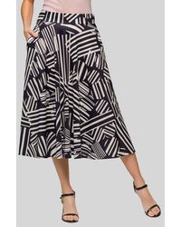 24seven Comfort Apparel - Geometric Print Elastic Waist Pocket Midi Skirt - Lyst