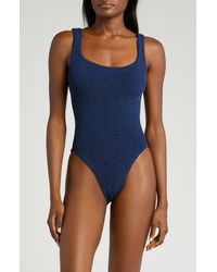 Hunza G - Textured Square Neck One-piece Swimsuit - Lyst