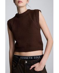 Kenneth Cole - Crop Sleeveless Sweater Vest - Lyst