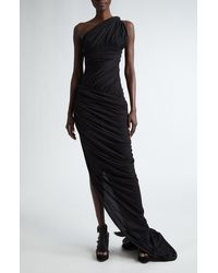 Rick Owens - Lido Draped One-shoulder Cotton Jersey Gown With Train - Lyst