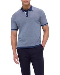 Bugatchi - Tipped Short Sleeve Cotton & Silk Polo Sweater - Lyst