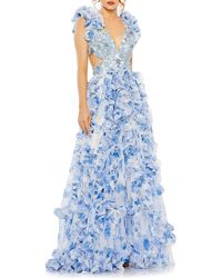 Mac Duggal - Floral Ruffle Beaded A-line Gown - Lyst