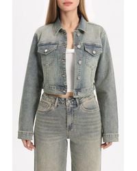 Bayeas - Rhinestone Crop Denim Jacket - Lyst
