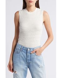 FRAME - Smocked Silk Blend Sleeveless Top - Lyst