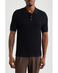Open Edit - Textured Short Sleeve Polo Sweater - Lyst