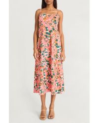 The Good Journey - Print Smocked Back Sleeveless Midi Dress - Lyst