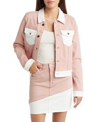 7 For All Mankind - Colorblock Crop Trucker Jacket - Lyst