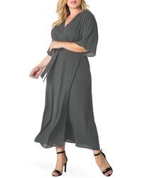 Standards & Practices - Short Sleeve Wrap Maxi Dress - Lyst