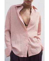 Mango - Oversize Stripe Button-Up Shirt - Lyst