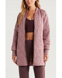 Zella - Longline Onion Quilted Bomber Jacket - Lyst