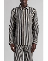 Bottega Veneta - Regular Fit Engineer Stripe Cotton Drill Button-up Shirt - Lyst