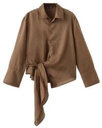 Mango - Ramie Tie Front Sleeveless Top - Lyst