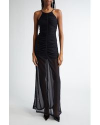 DIESEL - D-Amami Ruched Mesh Maxi Dress - Lyst