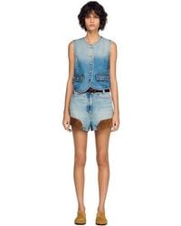 Sandro - Cropped Studded Denim Vest - Lyst