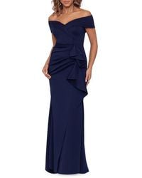 Xscape Evenings - Off The Shoulder Ruffle Scuba Crepe Gown - Lyst