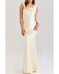 House Of Cb - Safaira Cowl Neck Satin Gown - Lyst
