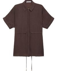 Mango - Short Sleeve Lyocell Blend Button-Up With Adjustable Drawstring Waist - Lyst