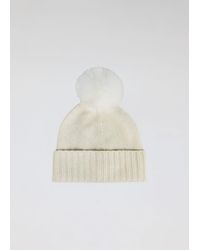 Hat Attack - Classic Cashmere Slouch Hat With Faux Fur Pom - Lyst