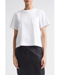 Sacai - Mixed Media Pleated Poplin & Jersey Pocket T-Shirt - Lyst