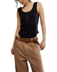 Free People - Bryson Cotton Rib Henley Tank - Lyst