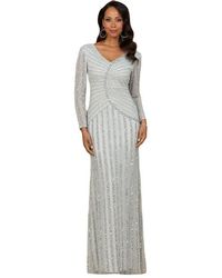 LARA New York - Long Sleeve Beaded Gown - Lyst