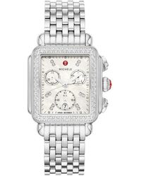 Michele - Deco Diamond Chronograph Bracelet Watch - Lyst