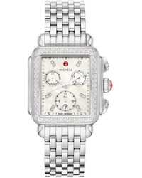 Michele - Deco Diamond Chronograph Bracelet Watch - Lyst