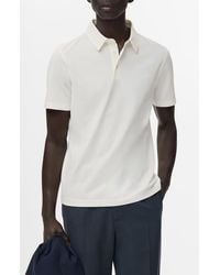 Mango - Solid Cotton Blend Piqué Polo - Lyst
