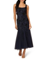 Adrianna Papell - Beaded Sleeveless Mermaid Cocktail Dress - Lyst