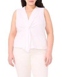 Halogen® - Twist Front Sleeveless Cotton Knit Top - Lyst